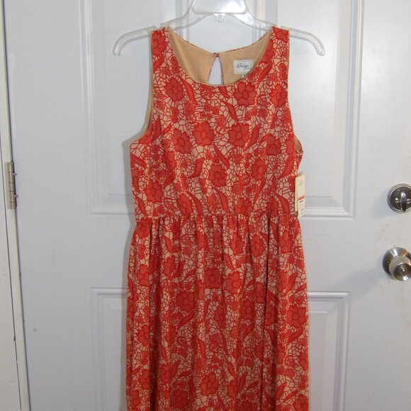 BEIGE by ECI Red & Tan Floral Dress Size 10 nwt - Picture 4 of 7